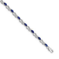 Load image into Gallery viewer, 14k White Gold Complete Diamond and Oval Sapphire Infinity 7.25 inch Bracelet
