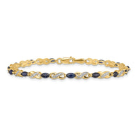 Load image into Gallery viewer, 14k Complete Diamond and Oval Sapphire Infinity 7.25 inch Bracelet
