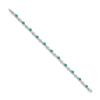 Load image into Gallery viewer, 14k White Gold Complete Diamond and Round Emerald 7 inch Bracelet
