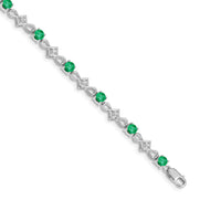 Load image into Gallery viewer, 14k White Gold Complete Diamond and Round Emerald 7 inch Bracelet

