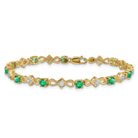 Load image into Gallery viewer, 14k Complete Diamond and Round Emerald 7 inch Bracelet
