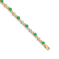 Load image into Gallery viewer, 14k Complete Diamond and Round Emerald 7 inch Bracelet
