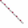 14k White Gold Complete Diamond and Round Ruby 7 inch Bracelet