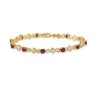 Load image into Gallery viewer, 14k Complete Diamond and Round Ruby 7 inch Bracelet

