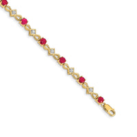 Load image into Gallery viewer, 14k Complete Diamond and Round Ruby 7 inch Bracelet
