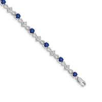 Load image into Gallery viewer, 10k White Gold Diamond and Sapphire Bracelet
