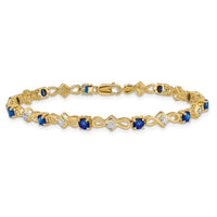 Load image into Gallery viewer, 14k Complete Diamond and Round Sapphire 7 inch Bracelet
