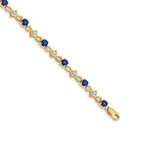 Load image into Gallery viewer, 14k Complete Diamond and Round Sapphire 7 inch Bracelet
