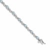 14k White Gold Complete Diamond and Oval Aquamarine Curved Link 7 inch Bracelet