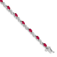 Load image into Gallery viewer, 10k White Gold Diamond and Ruby Bracelet

