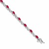 14k White Gold Complete Diamond and Oval Ruby Curved Link 7 inch Bracelet