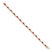 Load image into Gallery viewer, 14k Complete Diamond and Oval Ruby Curved Link 7 inch Bracelet
