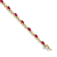Load image into Gallery viewer, 14k Complete Diamond and Oval Ruby Curved Link 7 inch Bracelet
