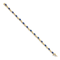 Load image into Gallery viewer, 14k Complete Diamond and Oval Sapphire Curved Link 7 inch Bracelet
