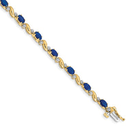 Load image into Gallery viewer, 14k Complete Diamond and Oval Sapphire Curved Link 7 inch Bracelet
