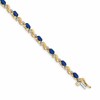 14k Complete Diamond and Oval Sapphire Curved Link 7 inch Bracelet