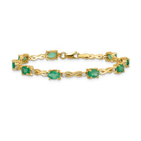 Load image into Gallery viewer, 14k Complete Diamond and Oval Emerald Infinity 7 inch Bracelet
