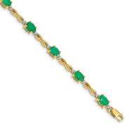 Load image into Gallery viewer, 14k Complete Diamond and Oval Emerald Infinity 7 inch Bracelet
