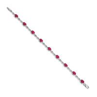 Load image into Gallery viewer, 14k White Gold Complete Diamond and Oval Ruby Infinity 7 inch Bracelet
