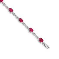 Load image into Gallery viewer, 14k White Gold Complete Diamond and Oval Ruby Infinity 7 inch Bracelet
