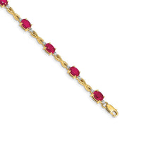 Load image into Gallery viewer, 14k Complete Diamond and Oval Ruby Infinity 7 inch Bracelet
