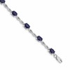 14k White Gold Complete Diamond and Oval Sapphire Infinity 7 inch Bracelet