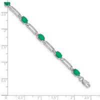 Load image into Gallery viewer, 10k White Gold Diamond and Emerald Bracelet
