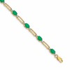 14k Complete Diamond and Oval Emerald Paperclip Link 7.25 inch Bracelet