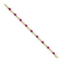 Load image into Gallery viewer, 14k Complete Diamond and Oval Ruby Paperclip Link 7.25 inch Bracelet
