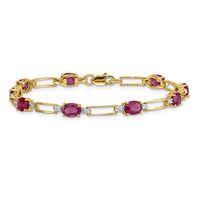 Load image into Gallery viewer, 14k Complete Diamond and Oval Ruby Paperclip Link 7.25 inch Bracelet
