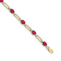 Load image into Gallery viewer, 14k Complete Diamond and Oval Ruby Paperclip Link 7.25 inch Bracelet
