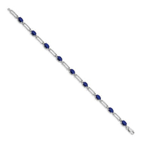 Load image into Gallery viewer, 14k White Gold Complete Diamond and Oval Sapphire Paperclip Link 7.25 inch Bracelet
