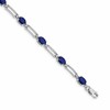 14k White Gold Complete Diamond and Oval Sapphire Paperclip Link 7.25 inch Bracelet