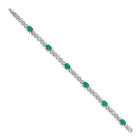Load image into Gallery viewer, 14k White Gold Complete Diamond and Oval Emerald Infinity Link 7.25 inch Bracelet
