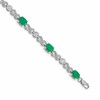 14k White Gold Complete Diamond and Oval Emerald Infinity Link 7.25 inch Bracelet