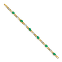 Load image into Gallery viewer, 14k Complete Diamond and Oval Emerald Infinity Link 7.25 inch Bracelet
