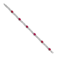 Load image into Gallery viewer, 14k White Gold Complete Diamond and Oval Ruby Infinity Link 7.25 inch Bracelet
