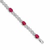 14k White Gold Complete Diamond and Oval Ruby Infinity Link 7.25 inch Bracelet