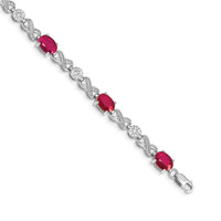 Load image into Gallery viewer, 14k White Gold Complete Diamond and Oval Ruby Infinity Link 7.25 inch Bracelet
