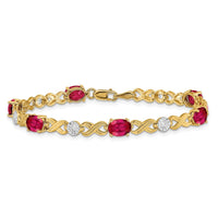 Load image into Gallery viewer, 14k Complete Diamond and Oval Ruby Infinity Link 7.25 inch Bracelet
