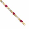 14k Complete Diamond and Oval Ruby Infinity Link 7.25 inch Bracelet