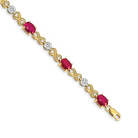 Load image into Gallery viewer, 14k Complete Diamond and Oval Ruby Infinity Link 7.25 inch Bracelet
