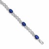 14k White Gold Complete Diamond and Oval Sapphire Infinity Link 7.25 inch Bracelet