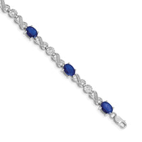 Load image into Gallery viewer, 14k White Gold Complete Diamond and Oval Sapphire Infinity Link 7.25 inch Bracelet
