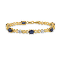 Load image into Gallery viewer, 14k Complete Diamond and Oval Sapphire Infinity Link 7.25 inch Bracelet
