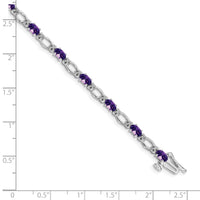 Load image into Gallery viewer, 14k White Gold Complete Diamond and Oval Amethyst Heart Accent 7 inch Bracelet
