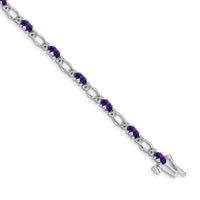 Load image into Gallery viewer, 14k White Gold Complete Diamond and Oval Amethyst Heart Accent 7 inch Bracelet
