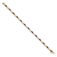Load image into Gallery viewer, 14k Complete Diamond and Oval Amethyst Heart Accent 7 inch Bracelet
