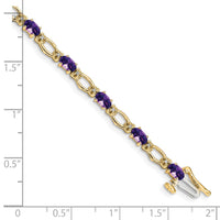 Load image into Gallery viewer, 14k Complete Diamond and Oval Amethyst Heart Accent 7 inch Bracelet
