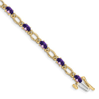 Load image into Gallery viewer, 14k Complete Diamond and Oval Amethyst Heart Accent 7 inch Bracelet
